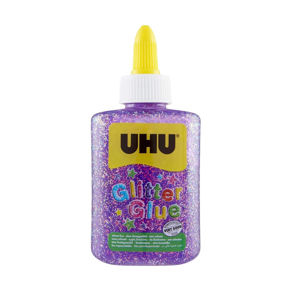 Colla viola per decorazioni glitter glue uhu 88,5 ml.